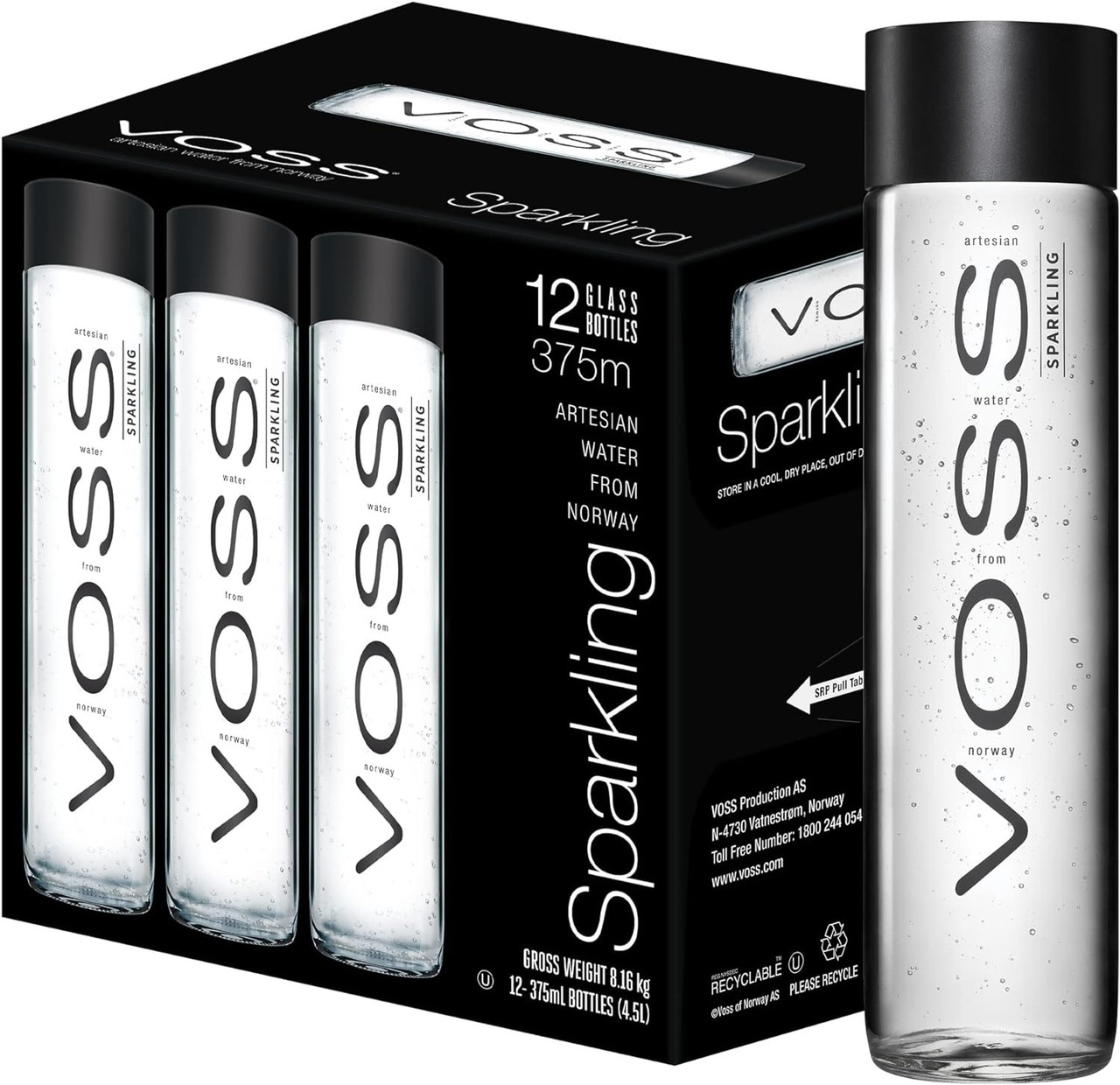 Voss Sparkling Mineral Water 12 x 375ML - Fairdinks