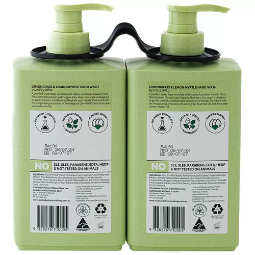 Australian Botanical Liquid Hand Wash 2 x 750ML - LemonGrass | Fairdinks