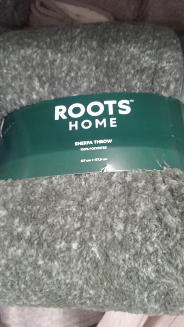 Roots Home Collection Heathered Sherpa Throw 127CM x 178CM - Green | Fairdinks