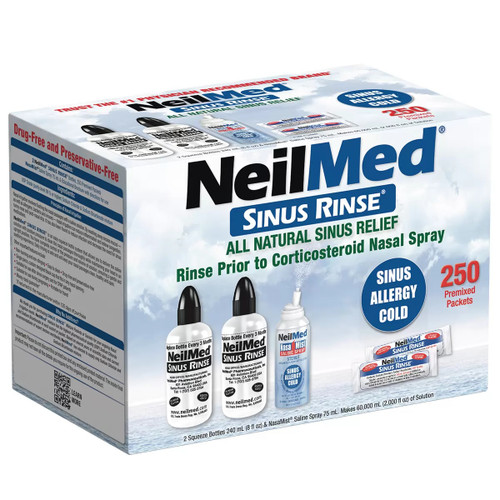 Neilmed Sinus Rinse Kit 2 Bottle + 250 Packets + 75ML Nasamist | Fairdinks