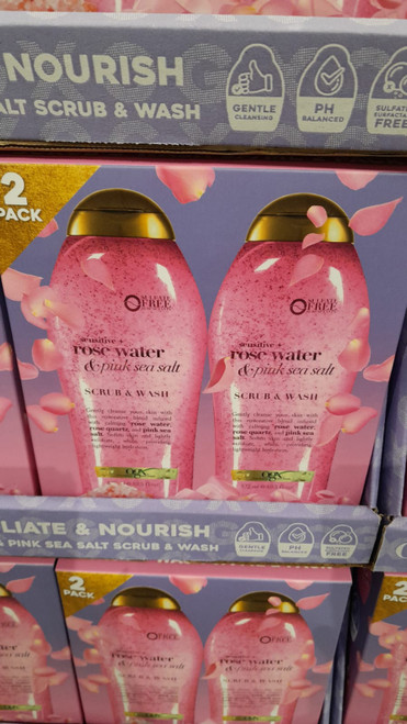 OGX Body Scrub & Wash 2 x 577 ML - Rose Water & Pink Sea Salt | Fairdinks