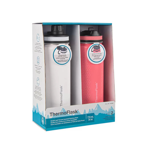 Thermoflask Stainless Bottle 710ML x 2 Pack - White & Pink | Fairdinks