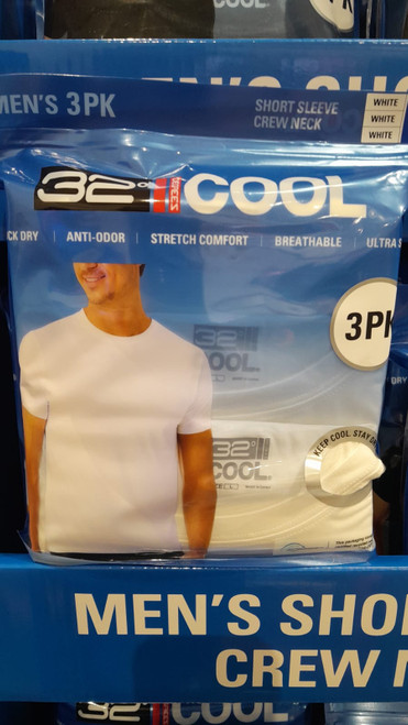 32 Degrees Men's Cooling Tee 3PK Sizes S-XL US Size - White | Fairdinks