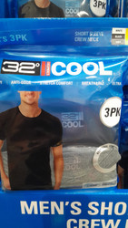 32 Degrees Men's Cooling Tee 3PK Sizes S-XL US Size - White/Black/Grey | Fairdinks