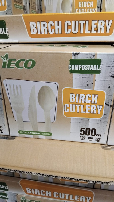 IECO Birchwood Cutlery Combo 500 Pack | Fairdinks