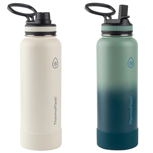 ThermoFlask Stainless Steel Bottle 2 Pack x 1.2L White Glade Green  | Fairdinks