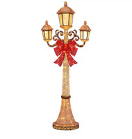 Lamp Post With Red Bow & 220 LED Lights 7'/2.1M | Fairdinks
