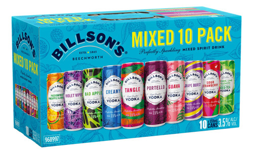 Billsons Vodka Mixed Pack 10 x 355ML Cans 3.5% ABV | Fairdinks