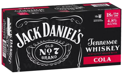 Jack Daniel's Tennessee Whiskey & Cola 18 x 375ML 4.8% ABV | Fairdinks