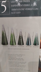 Holiday LED Glass Trees Set of 5 - Green | Fairdinks