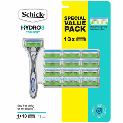 Schick Hydro3 Comfort Razor + 13 Cartridges | Fairdinks