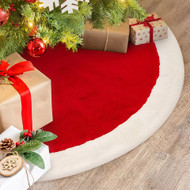 Faux Fur Tree Skirt 60 Inch Diameter - Red | Fairdinks