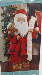 Fabric Santa With Bear & Nice List 36in 94cm | Fairdinks