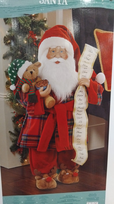 Fabric Santa With Bear & Nice List 36in 94cm | Fairdinks