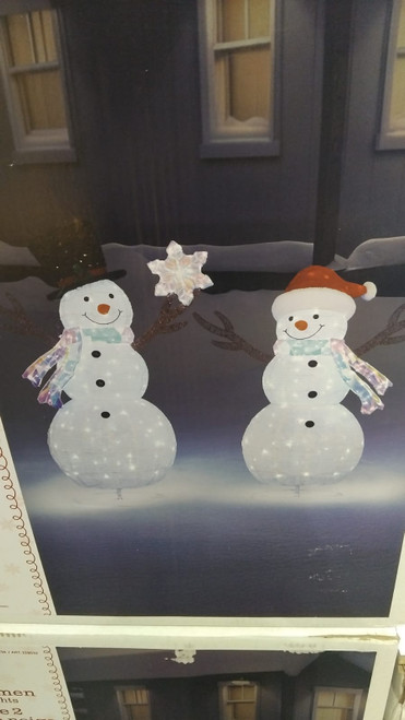 Iridescent Snowmen With Twinkle Lights Set of 2 | Fairdinks