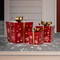 Metal Gift Boxes W/ LED Lights Set of 3 - Red | Fairdinks