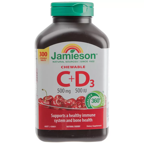 Jamieson Chewable Vitamin C + D 300 Tablets | Fairdinks