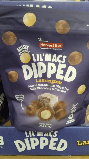 Harvest Box Lil Macs Lamington Macadamias 330G | Fairdinks