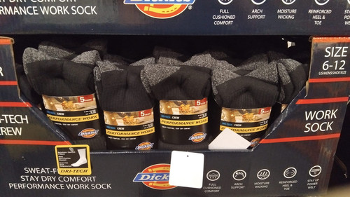 Dickies Men's Dri Tech Socks 5PK Shoe Size : 6-12 | Fairdinks