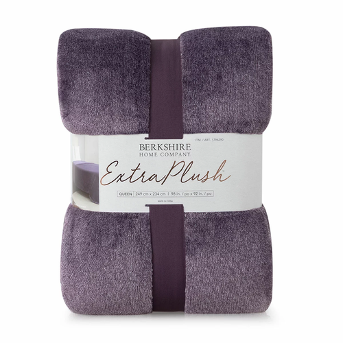 Berkshire Heathered Plush Blanket Queen 234 x 249 cm Purple   | Fairdinks