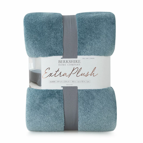 Berkshire Heathered Plush Blanket Queen 234 x 249 cm Blue | Fairdinks