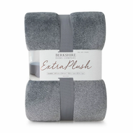 Berkshire Heathered Plush Blanket Queen 234 x 249 cm Grey | Fairdinks