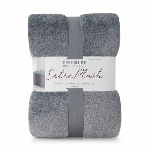 Berkshire Heathered Plush Blanket Queen 234 x 249 cm Grey | Fairdinks