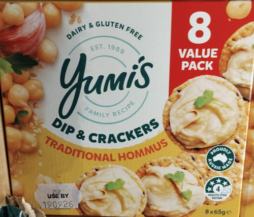 Yumi's Hommus Dip & Crackers 8 x 65G - 520G | Fairdinks