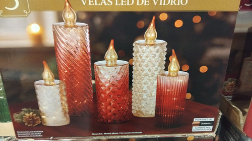 LED Glass Candles Set of 5 - Red | Fairdinks