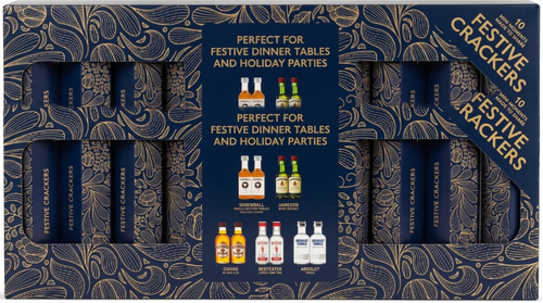Festive Crackers with Novelty Hat, Umbrella and Drink 10 x 50ML | Fairdinks