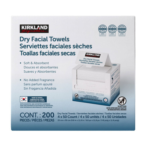 Kirkland Signature Dry Facial Towel 4 x 50 Pack | Fairdinks
