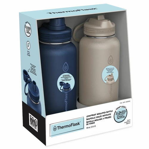 Thermoflask Stainless Steel Bottles 950ML x 2 Pack - Blue/White | Fairdinks