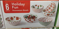 Certified International Christmas Stoneware Bowls 6 Piece Set - Red | Fairdinks
