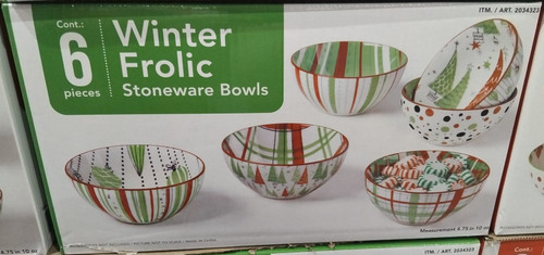 Certified International Christmas Stoneware Bowls 6 Piece Set - Green | Fairdinks