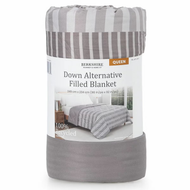 Berkshire Down Alternative Blanket Queen - Grey Stripe | Fairdinks
