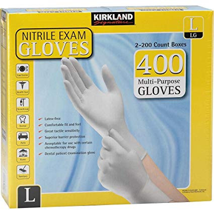 Kirkland Signature Nitrile Exam Gloves Large 2 x 200 Count | Fairdinks