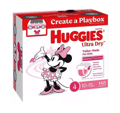 Huggies Nappies Toddler Girl 148 Count. 10 to 15 KG | Fairdinks