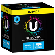 U By Kotex Ultrathins Regular Pads with Wings 112 Count | Fairdinks