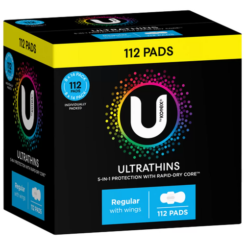 U By Kotex Ultrathins Regular Pads with Wings 112 Count | Fairdinks