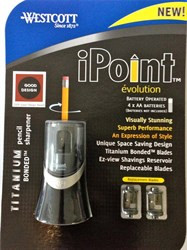 Westcott Ipoint Evolution Battery Powered Pencil Sharpener With 2 Blades | Fairdinks