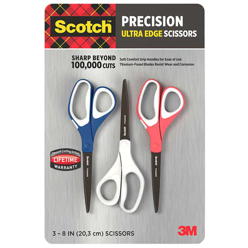 Scotch Precision Ultra Edge 8" Scissor 3 Pack | Fairdinks