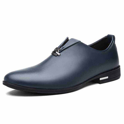 Blue metal design slip on leather dress shoe | Mens shoes online 1223MS