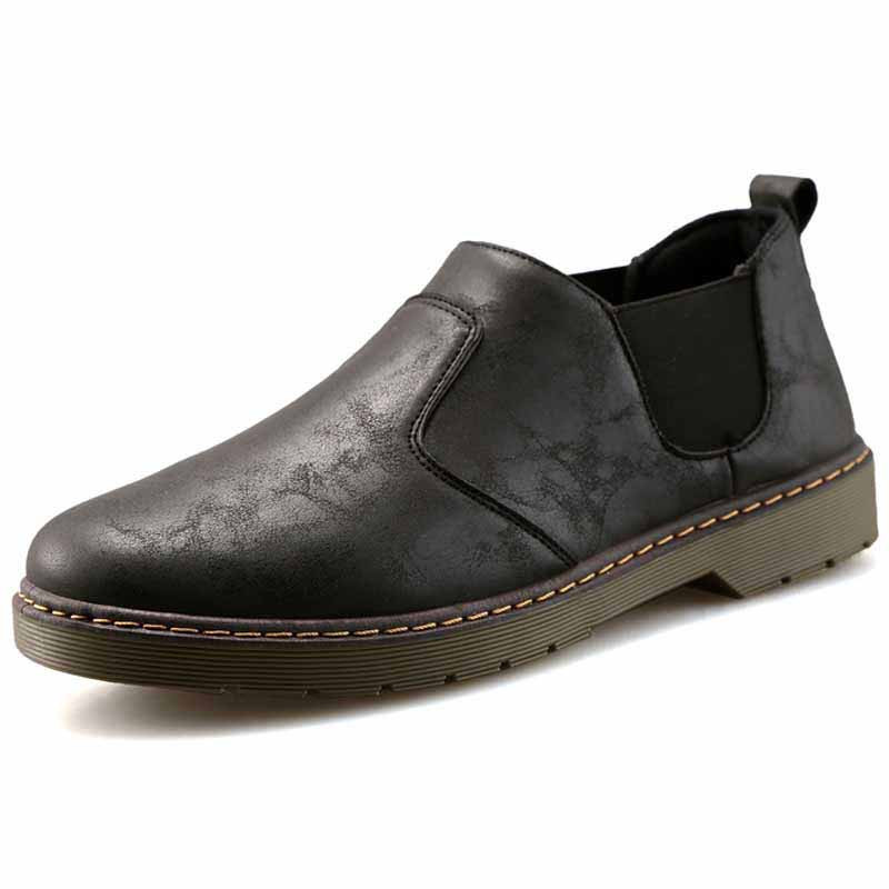 Black retro leather casual slip on dress shoe Mens dress shoes online 1301MS Black retro leather casual slip on dress shoe Mens dress shoes online 1301MS