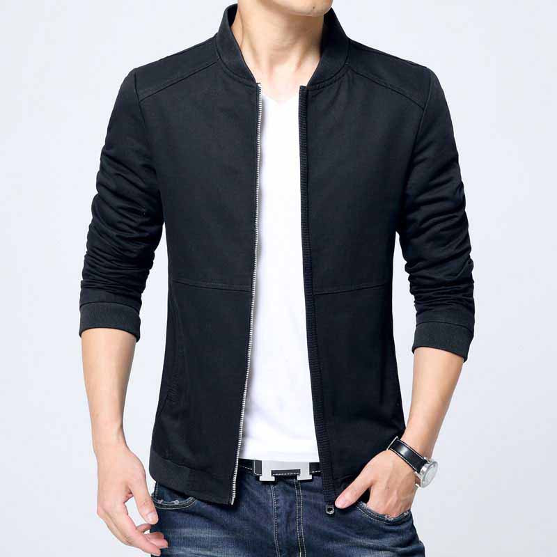 Black simple plain long sleeve zip jacket | Mens jackets online 1231MCLO