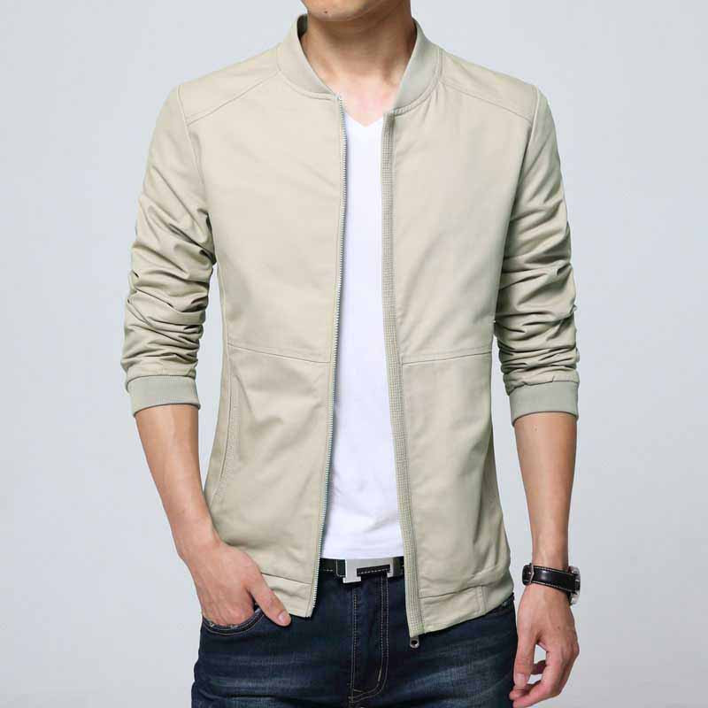 Khaki simple plain long sleeve zip jacket | Mens jackets online 1231MCLO