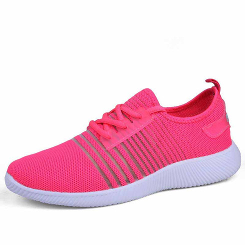 Pink stripe detail flyknit shoe sneaker | Womens sneakers shoes online ...