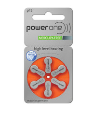 Power One hearing aid batteries size 13 mercury free