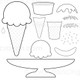 Ice cream clipart set: ice cream cones, sundaes, and banana splits.