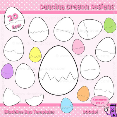 Cracked egg clipart and puzzle card templates