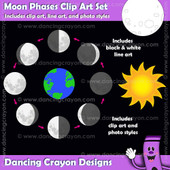 Moon clipart: phases of the moon clipart set